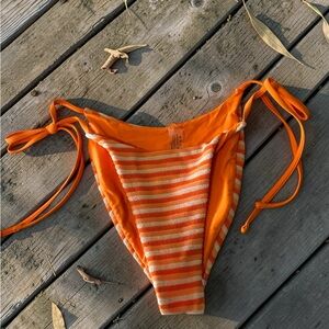 Orange Striped Bikini Bottom